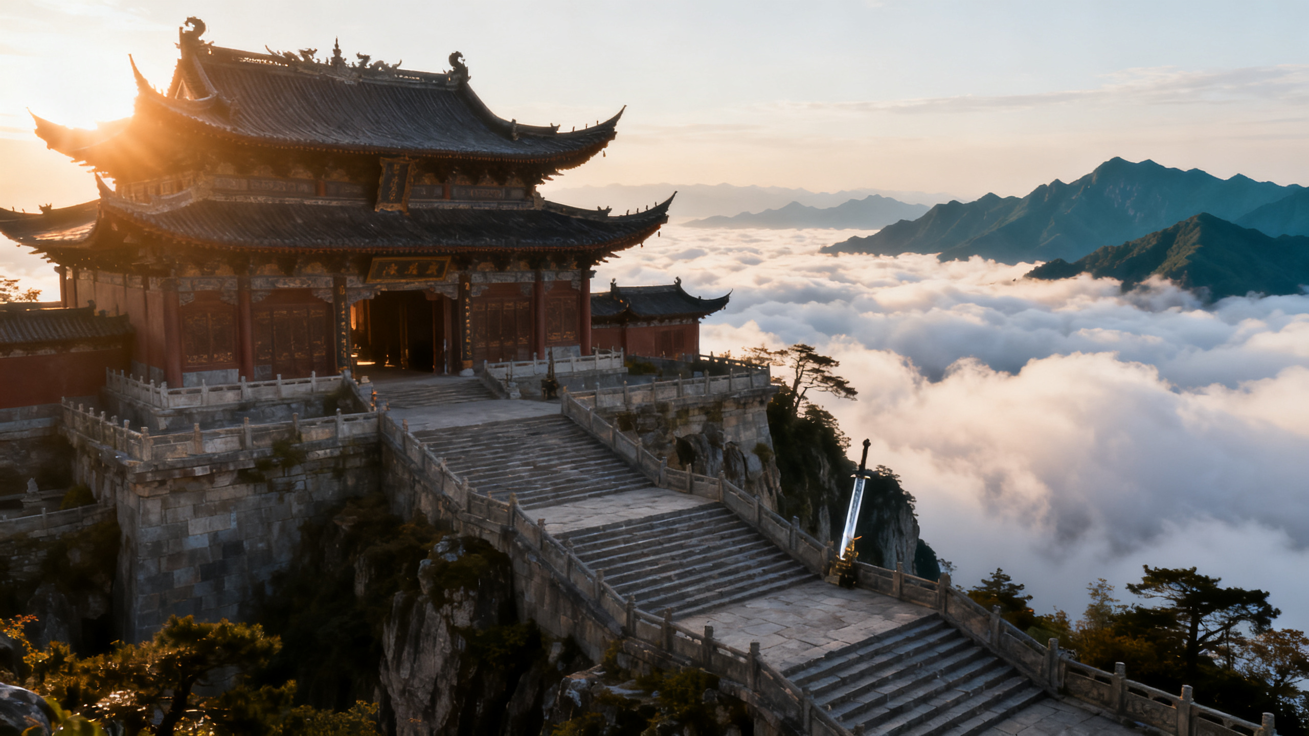 天龙八部私服发布网·少林门派PK打法：连招、对位与走位细节配图：云海之上的门派山门大殿